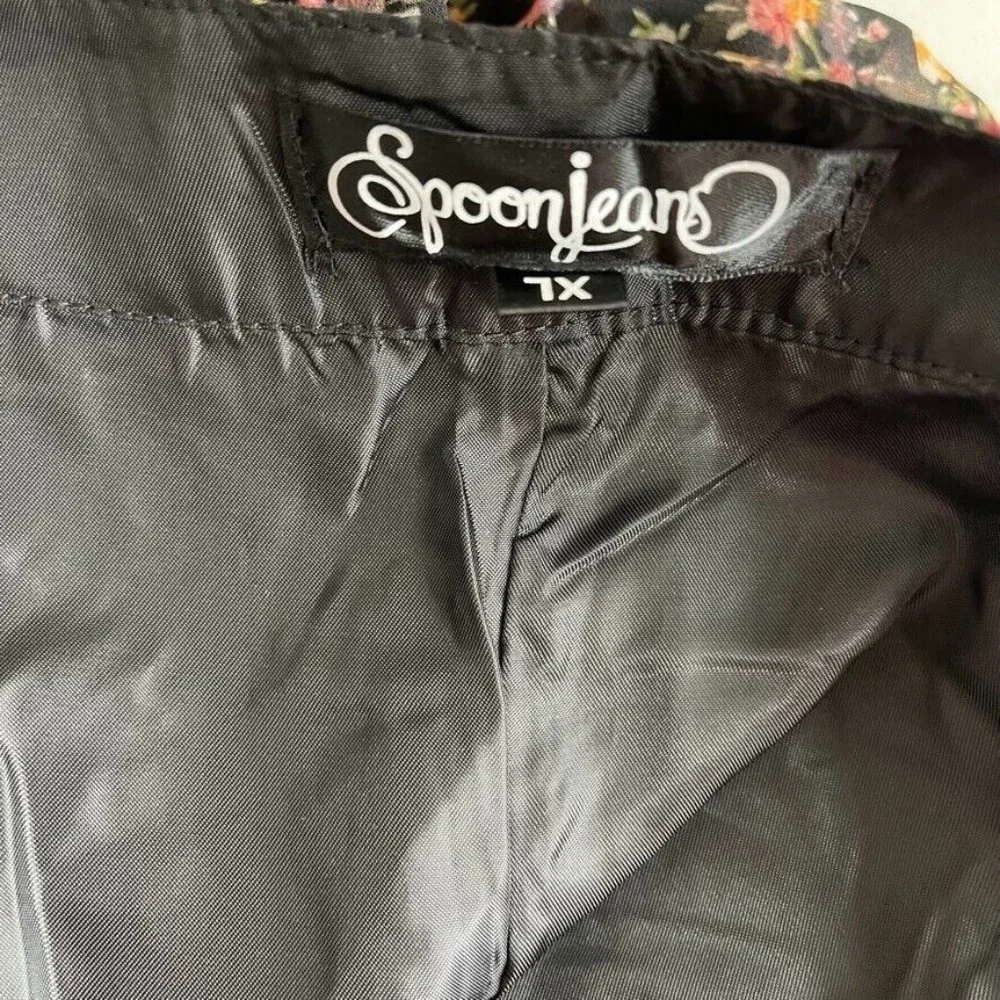 Spoon Jeans Women's Floral Wide Leg Pants Black orange side zip size XL NWOT - Picture 5 of 5